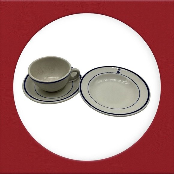 Shenango Vtg Navy China Restaurant Ware Includes Cup and Saucer and Small Bowl - Picture 5 of 16